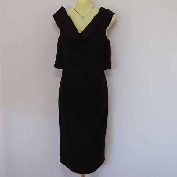 Escada Dress "Dayla" Black Sheath Attached Shrug Escada 38 NWT U.S.Sm - Picture 6 of 11